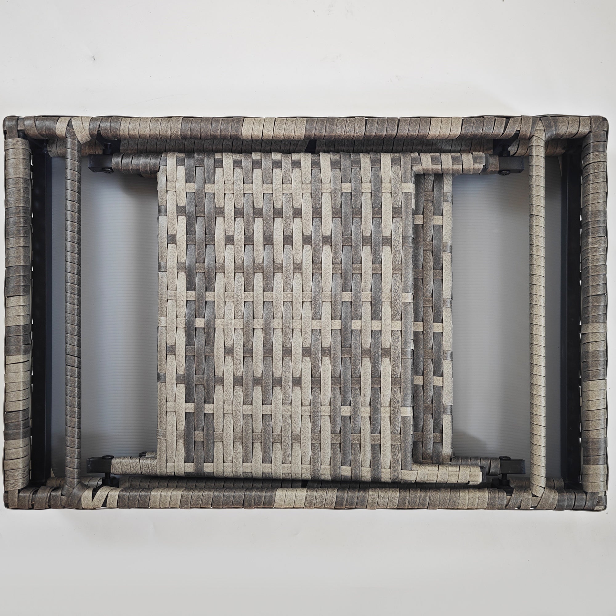 Outsunny Outdoor Rattan Foldable End Table, Metal Frame Patio Wicker Table, Coffee Table Side Table for Poolside, Lawn, Garden, Mixed Grey