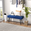 HOMCOM 39" End of Bed Bench, Velvet Upholstered Entryway Bench with Steel Legs, Bedroom Bench for Living Room, Dining Room, Hallway, Dark Blue