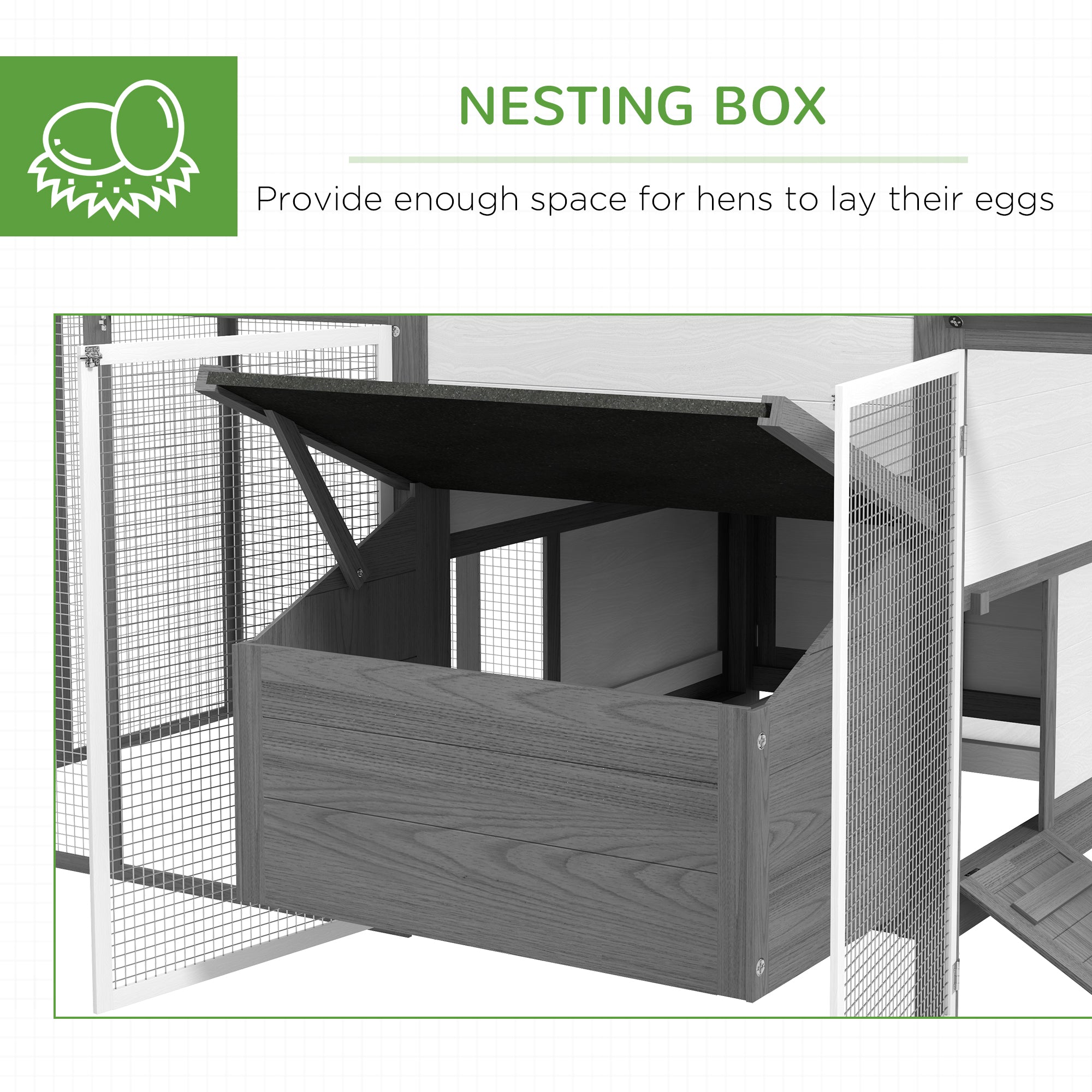 PawHut 100" Chicken Coop Wooden Chicken House Large Rabbit Hutch Poultry Cage Hen Pen Backyard with Double Run, Nesting Box