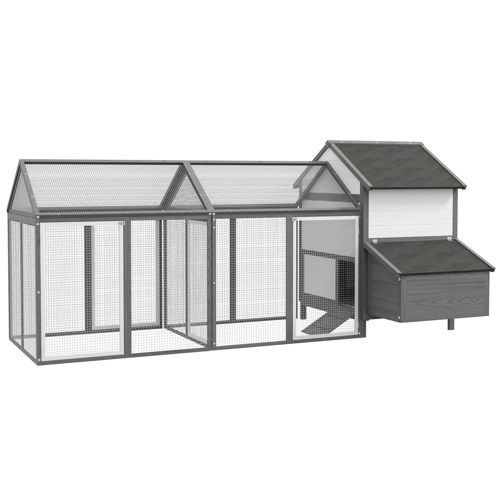 PawHut 100" Chicken Coop Wooden Chicken House Large Rabbit Hutch Poultry Cage Hen Pen Backyard with Double Run, Nesting Box