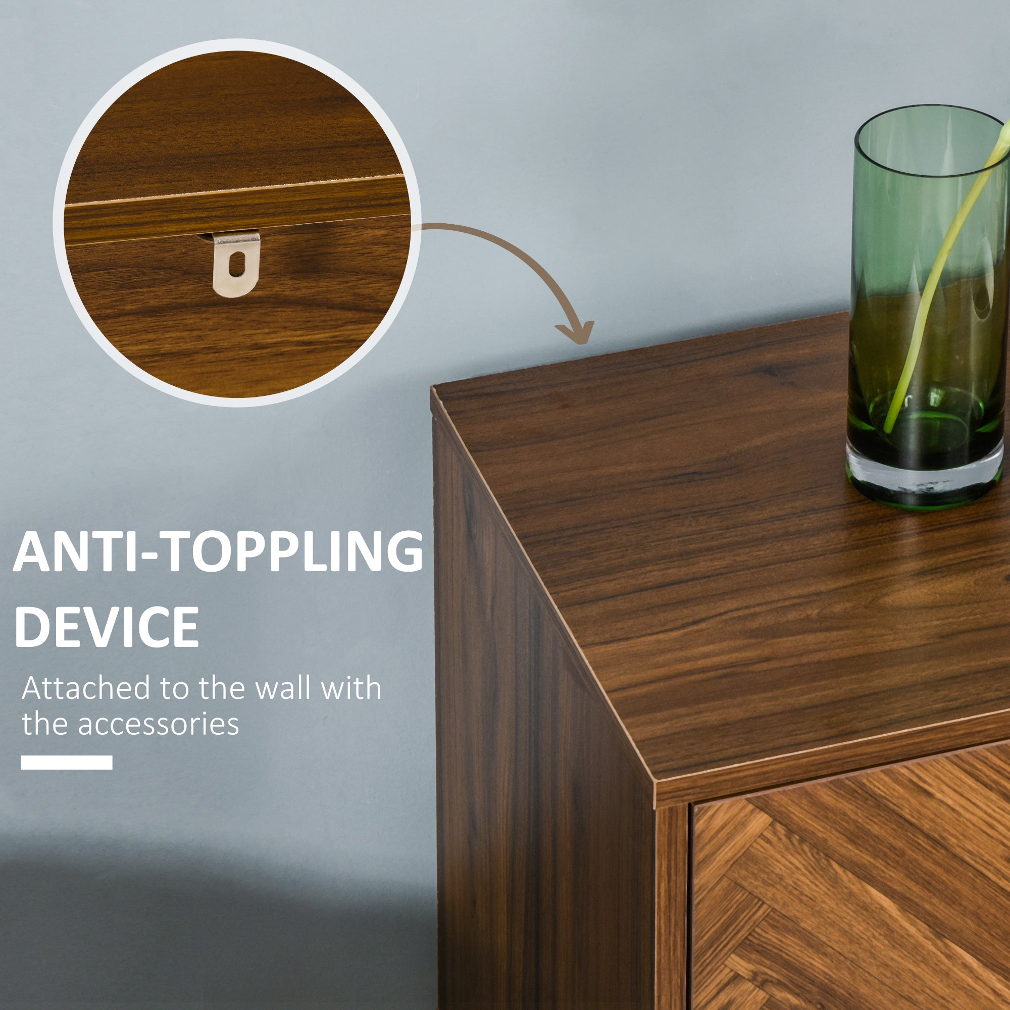 HOMCOM Bedside Table Night Stand, End Side Table Dresser Storage with 2 Drawers, Walnut Brown