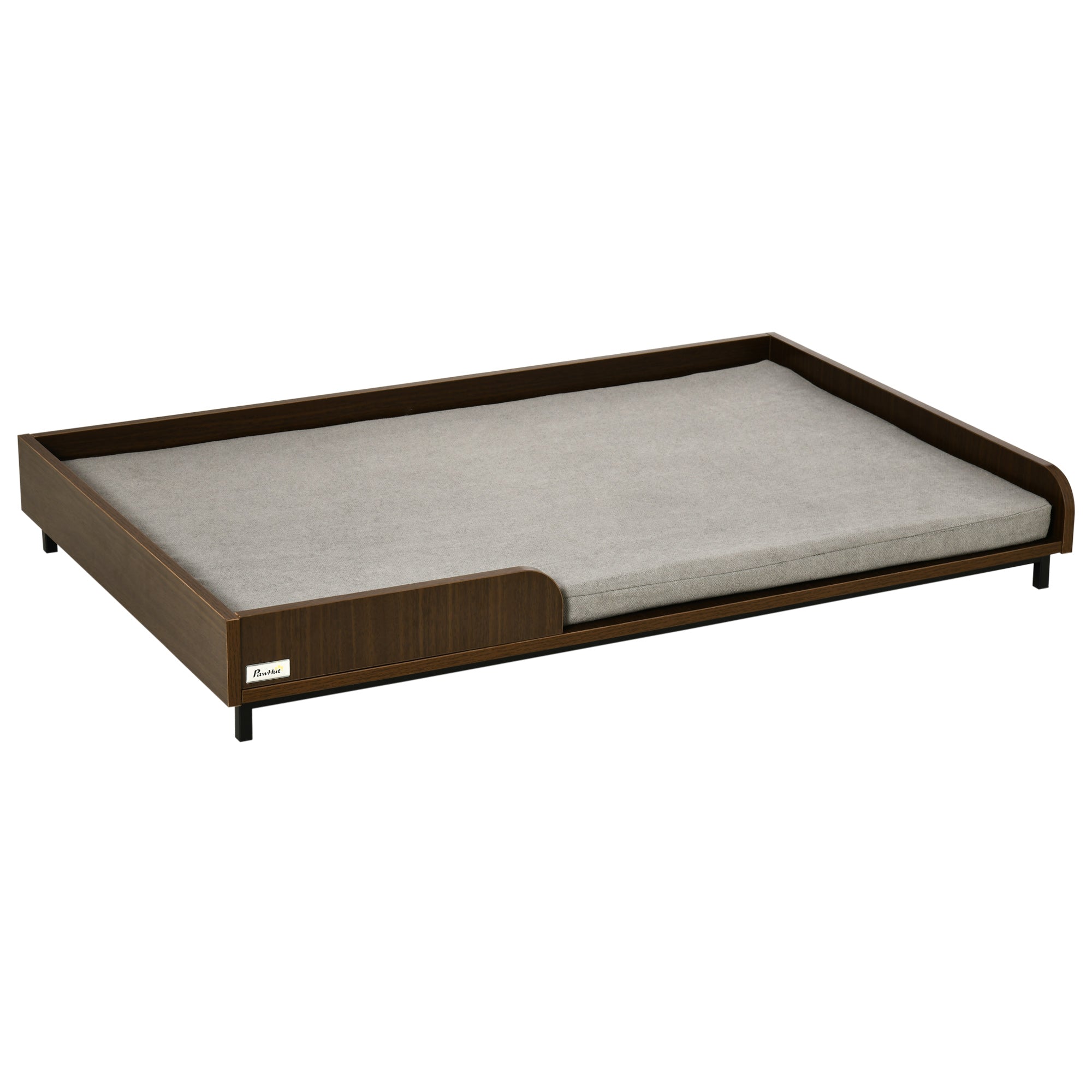 PawHut Elevated Dog Bed Frame, Furniture Style Pet Sofa, Modern Portable Cat Lounge, with Soft Cushion, Washable Cover, Steel Legs, for Large Dog, Brown