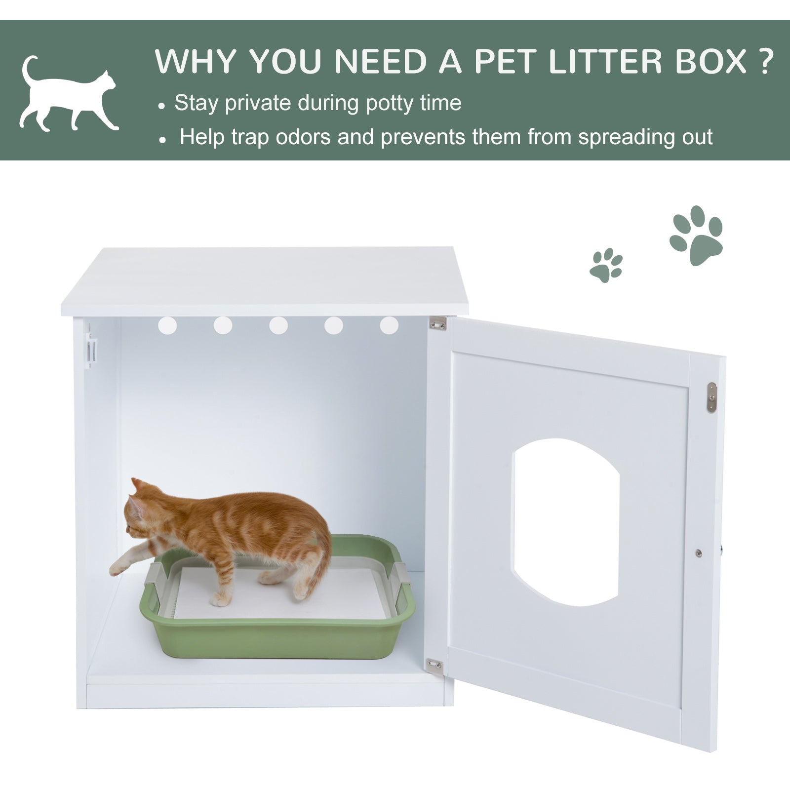 PawHut 2 in 1 Wooden Litter Box Toilet Cat Home Pet House Litter Washroom Brown