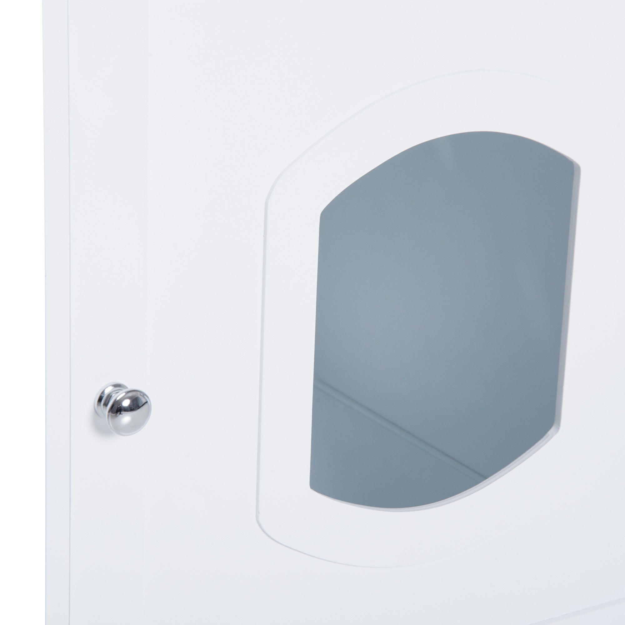 PawHut 2 in 1 Litter Box Enclosure Toilet Wooden Cat House Litter Tray Cover Pet Bed Home Furniture for Living Room Bedroom 51x51x50.5cm (White)