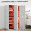 HOMCOM Portable Wardrobe Closet Cabinet Foldable Plastic Clothes Storage Organzier for Bedroom with 8 Cube Compartments Magnet Doors Easy Assembly White