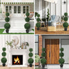 HOMCOM 2 Pack Decorative Artificial Plants, Topiary Ball-shaped Boxwood Trees in Pot, Fake Plants for Home Indoor outdoor Decor, 40 Inch, Green