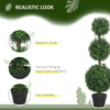 HOMCOM 2 Pack Decorative Artificial Plants, Topiary Ball-shaped Boxwood Trees in Pot, Fake Plants for Home Indoor outdoor Decor, 40 Inch, Green