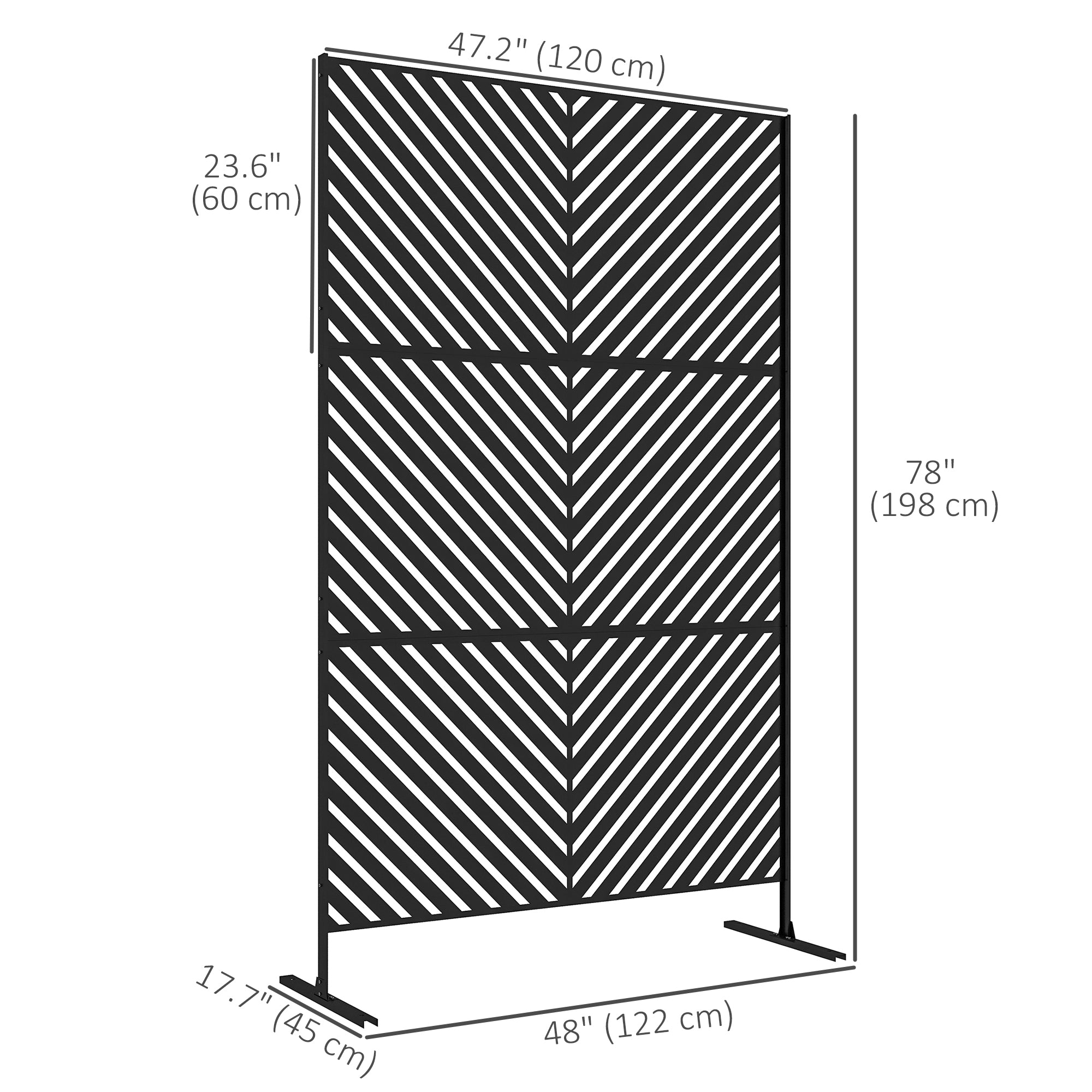 Outsunny Metal Outdoor Privacy Screen, Decorative Outdoor Divider with Stand and Expansion Screws, Freestanding Privacy Panel for Garden, Backyard, Deck, Pool, Triangle Style