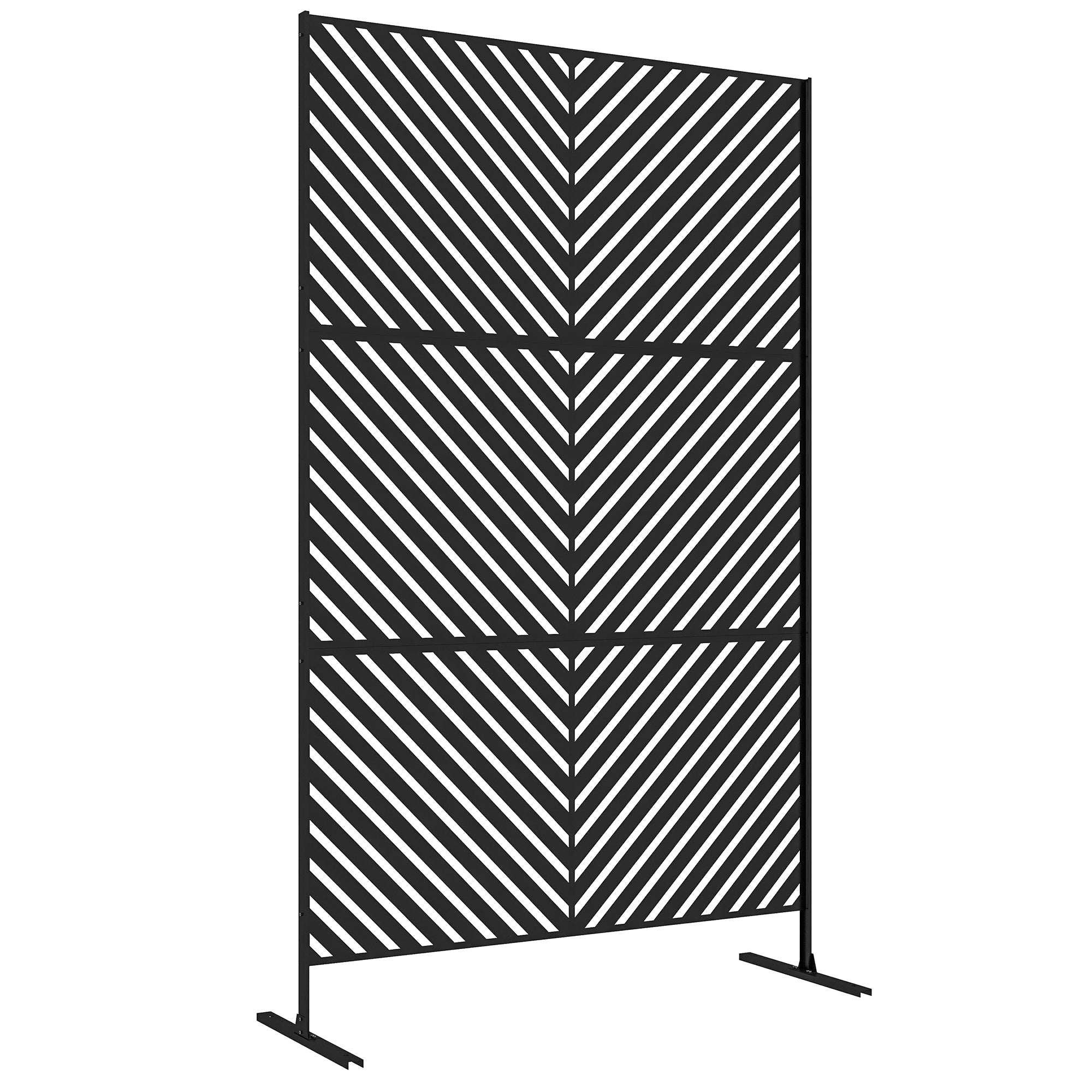 Outsunny Metal Outdoor Privacy Screen, Decorative Outdoor Divider with Stand and Expansion Screws, Freestanding Privacy Panel for Garden, Backyard, Deck, Pool, Triangle Style