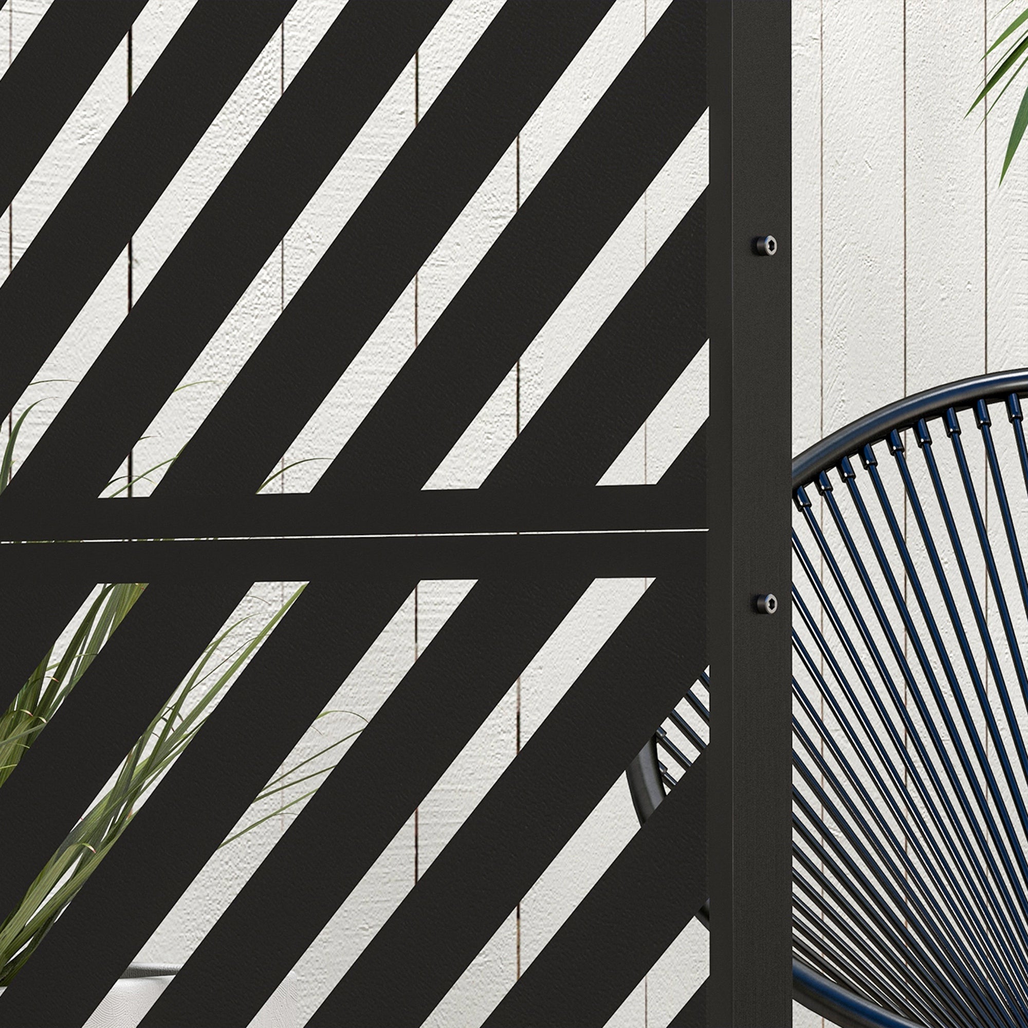 Outsunny Metal Outdoor Privacy Screen, Decorative Outdoor Divider with Stand and Expansion Screws, Freestanding Privacy Panel for Garden, Backyard, Deck, Pool, Triangle Style