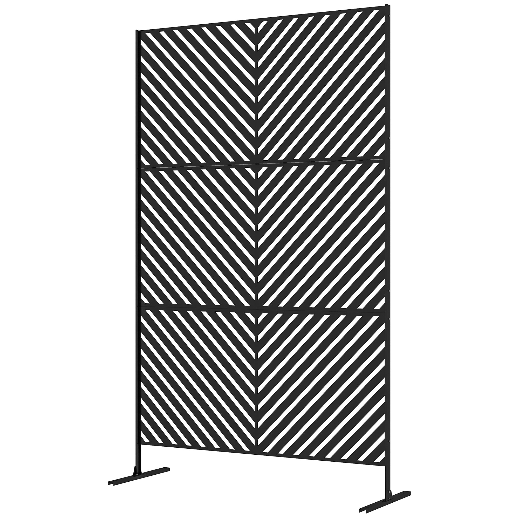 Outsunny Metal Outdoor Privacy Screen, Decorative Outdoor Divider with Stand and Expansion Screws, Freestanding Privacy Panel for Garden, Backyard, Deck, Pool, Triangle Style