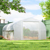Outsunny 19.5' x 10' x 6.6' Walk-in Tunnel Greenhouse with Roll-up Mesh Sidewalls, Mesh Door, 8 Windows, Outdoor Green House Plant Hot House Tent with Galvanized Steel Frame, White