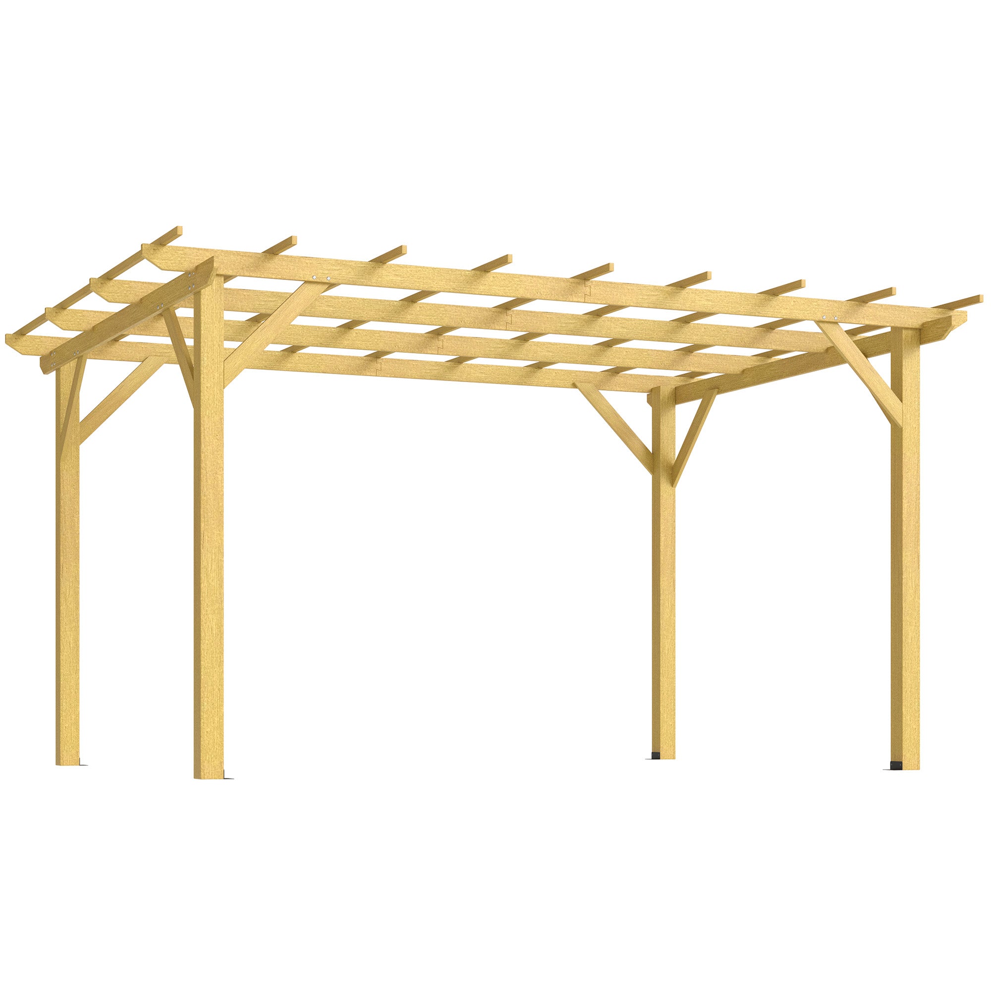 Outsunny 10' x 13' Outdoor Pergola, Wood Gazebo Grape Trellis with Stable Structure and Concrete Anchors for Climbing Plant Support, Garden, Patio, Backyard, Deck, Nature Wood