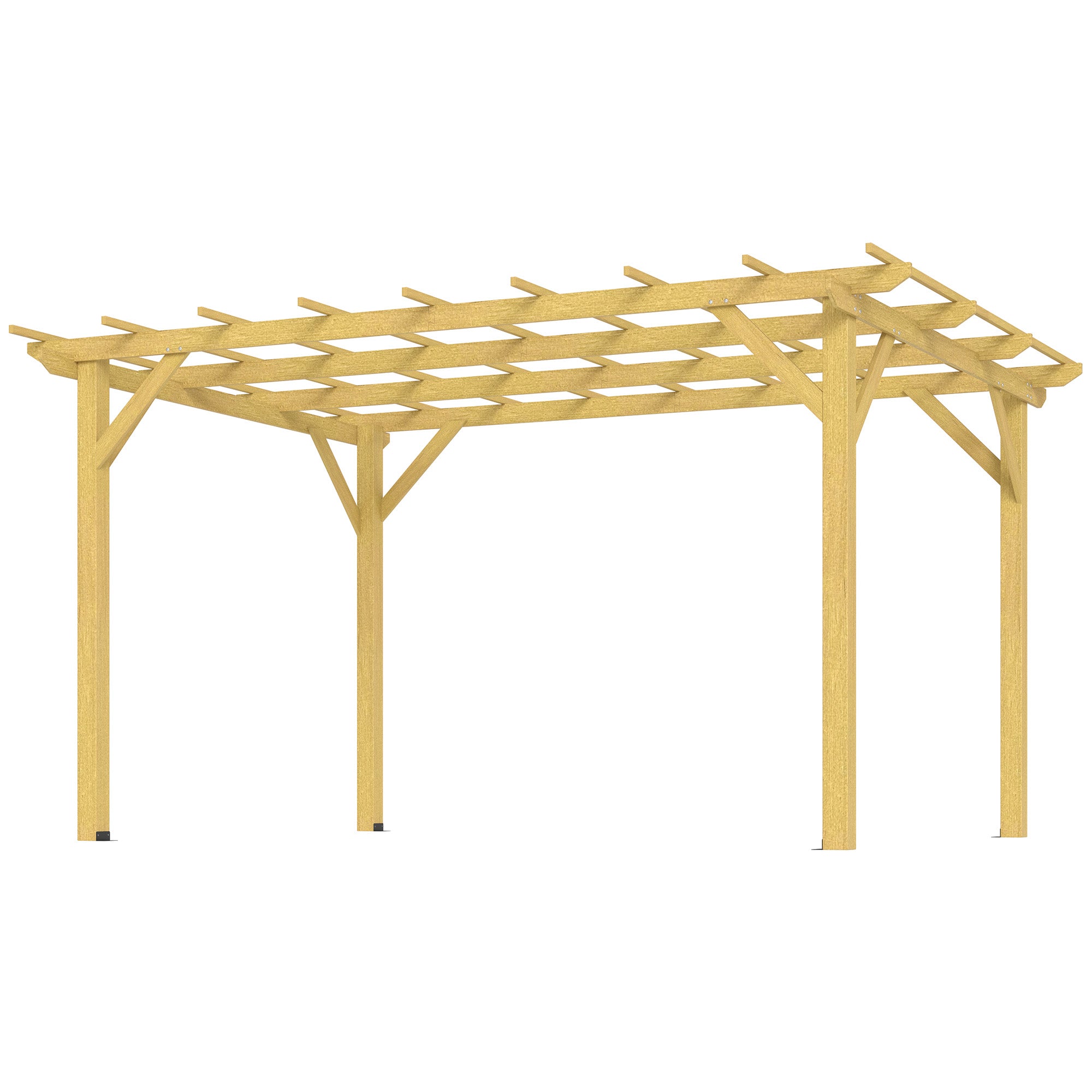 Outsunny 10' x 13' Outdoor Pergola, Wood Gazebo Grape Trellis with Stable Structure and Concrete Anchors for Climbing Plant Support, Garden, Patio, Backyard, Deck, Nature Wood