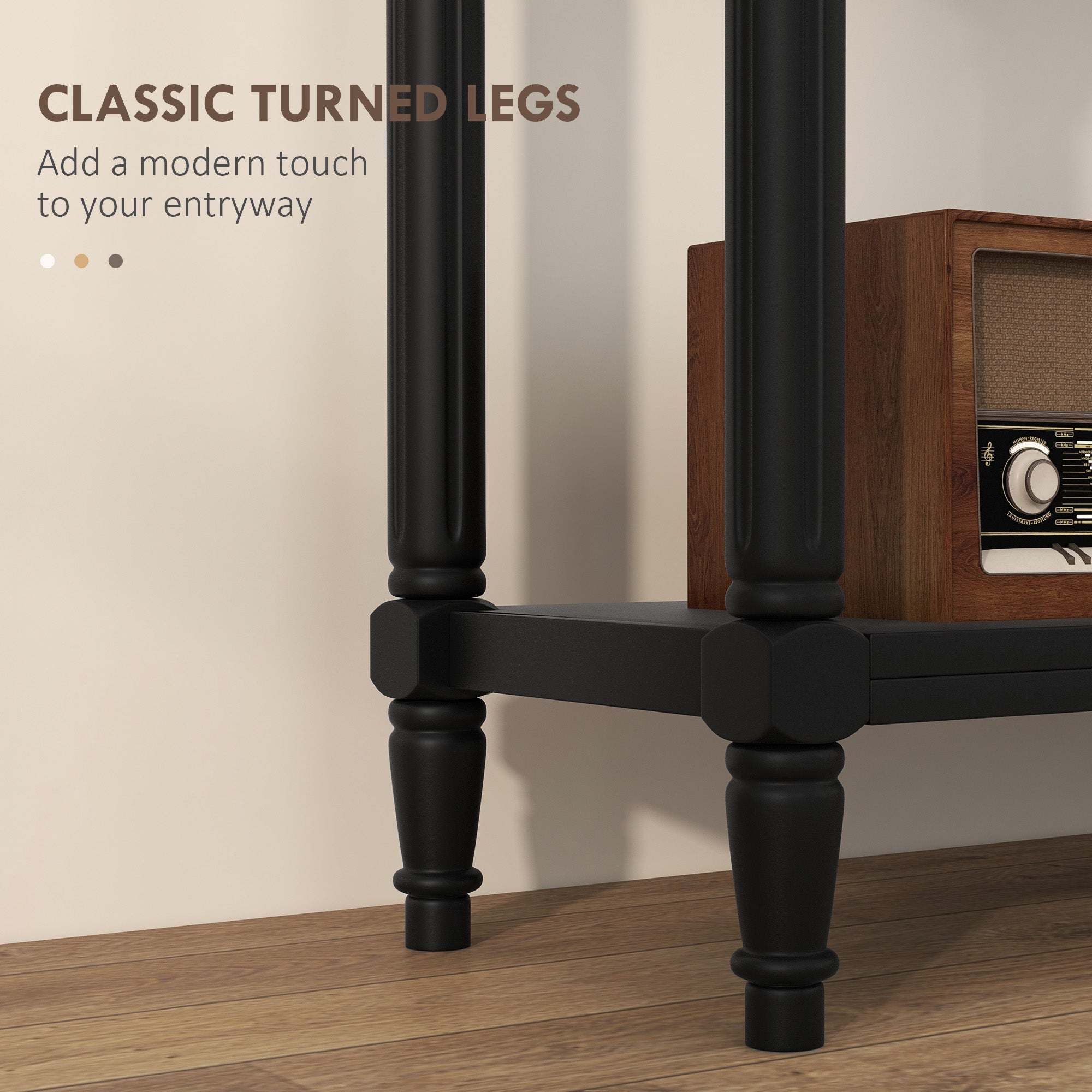 HOMCOM 35.8" Modern Console Table with Drawers, 2-Tier Entryway Table with Shelf and Turned Legs for Hallway, Living Room, Black