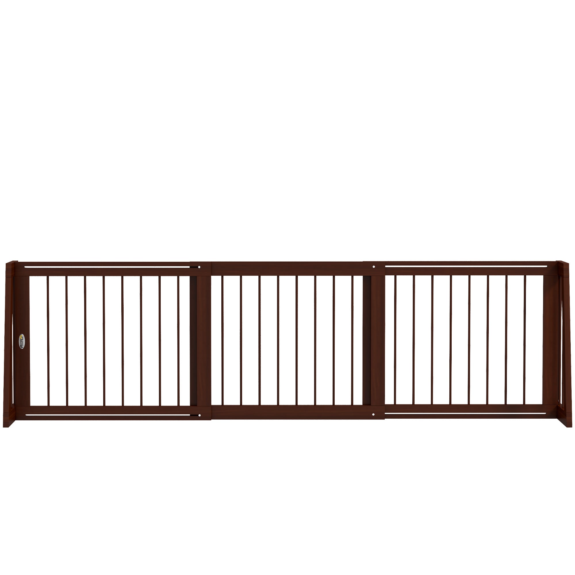 PawHut Freestanding Pet Gate, Wooden Dog Gate with 28"-75" Retractable Length, Support Feet, Non-Slip Mats, 3 Panel Pet Gate for Indoor, Stairway, Doorway, Brown