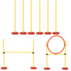 PawHut 3PCs Portable Pet Agility Training Obstacle Set for Dogs w/ Adjustable Weave Pole, Jumping Ring, Adjustable High Jump