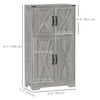 HOMCOM 42.5" Farmhouse Kitchen Pantry Cabinet, Freestanding Pantry Storage Cabinet with Barn Doors and Adjustable Shelves, Kitchen Cabinet, Grey Wood Grain