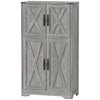 HOMCOM 42.5" Farmhouse Kitchen Pantry Cabinet, Freestanding Pantry Storage Cabinet with Barn Doors and Adjustable Shelves, Kitchen Cabinet, Grey Wood Grain