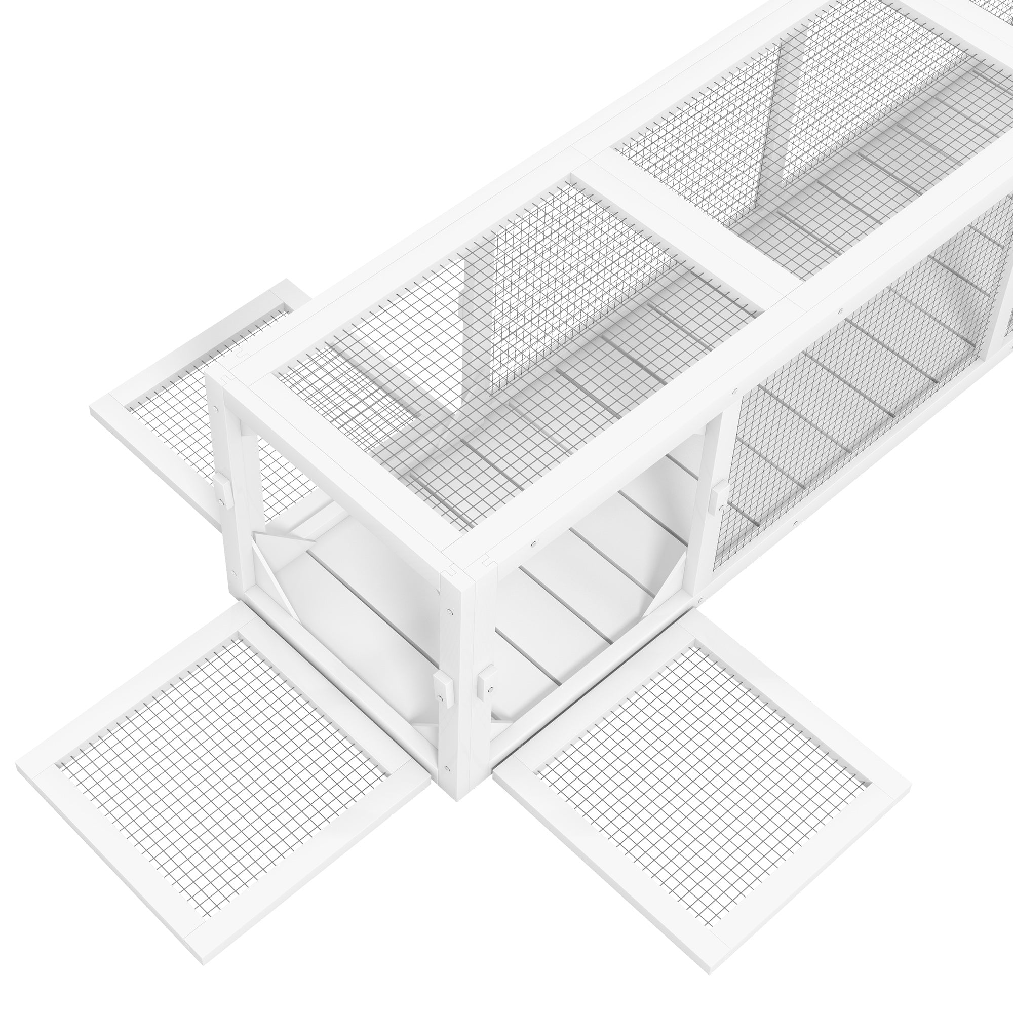 PawHut Outdoor Cat Tunnel with Extendable Design, 79" L Wooden Cat Run with Weather Protection, Connecting Inside and Outside, for Deck Patios, Balconies, White