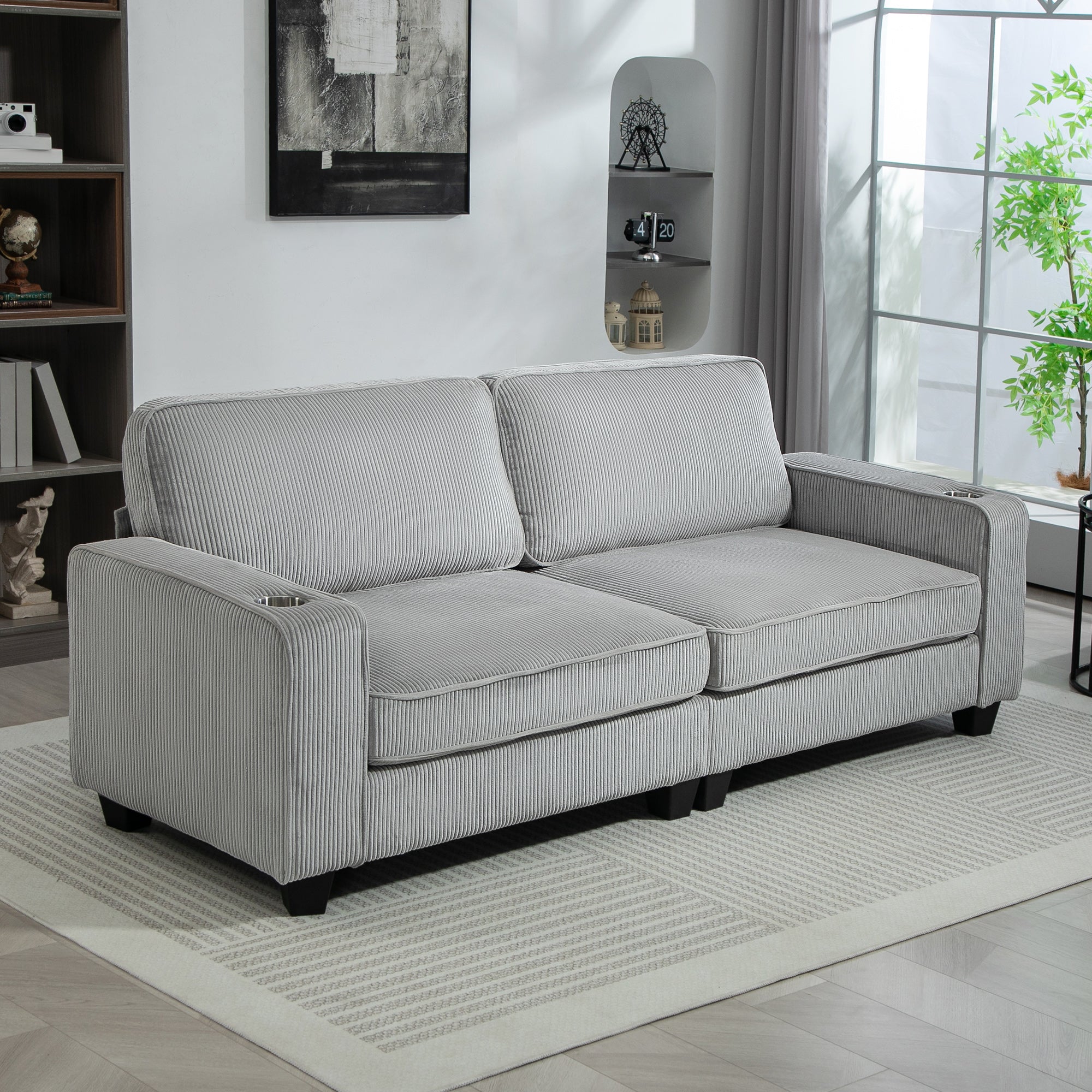 HOMCOM Modern 3 Seater Sofa with Spring Cushion, 90