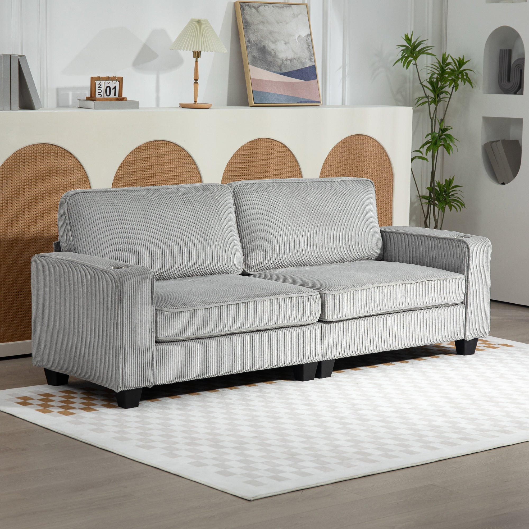 HOMCOM Modern 3 Seater Sofa with Spring Cushion, 90