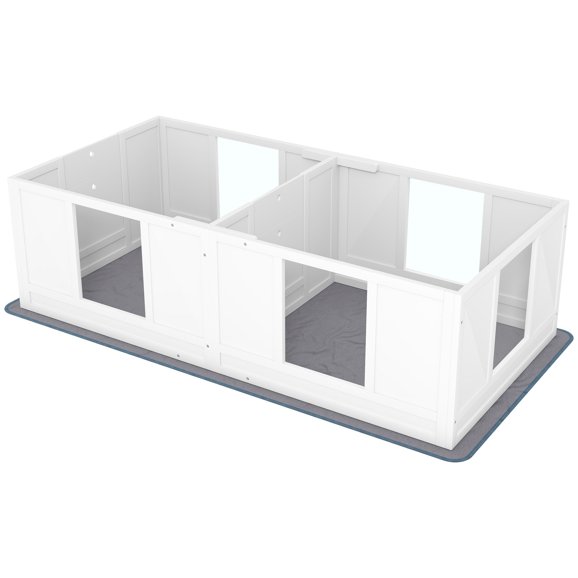 PawHut Whelping Box for Dogs with Water-Resistant Washable Whelping Pad, Dog Whelping Box with Clear Panels, Adjustable Entrance, Two Room Design, Non-Slip Foot Pads, for Small Dogs, 164 x 80cm