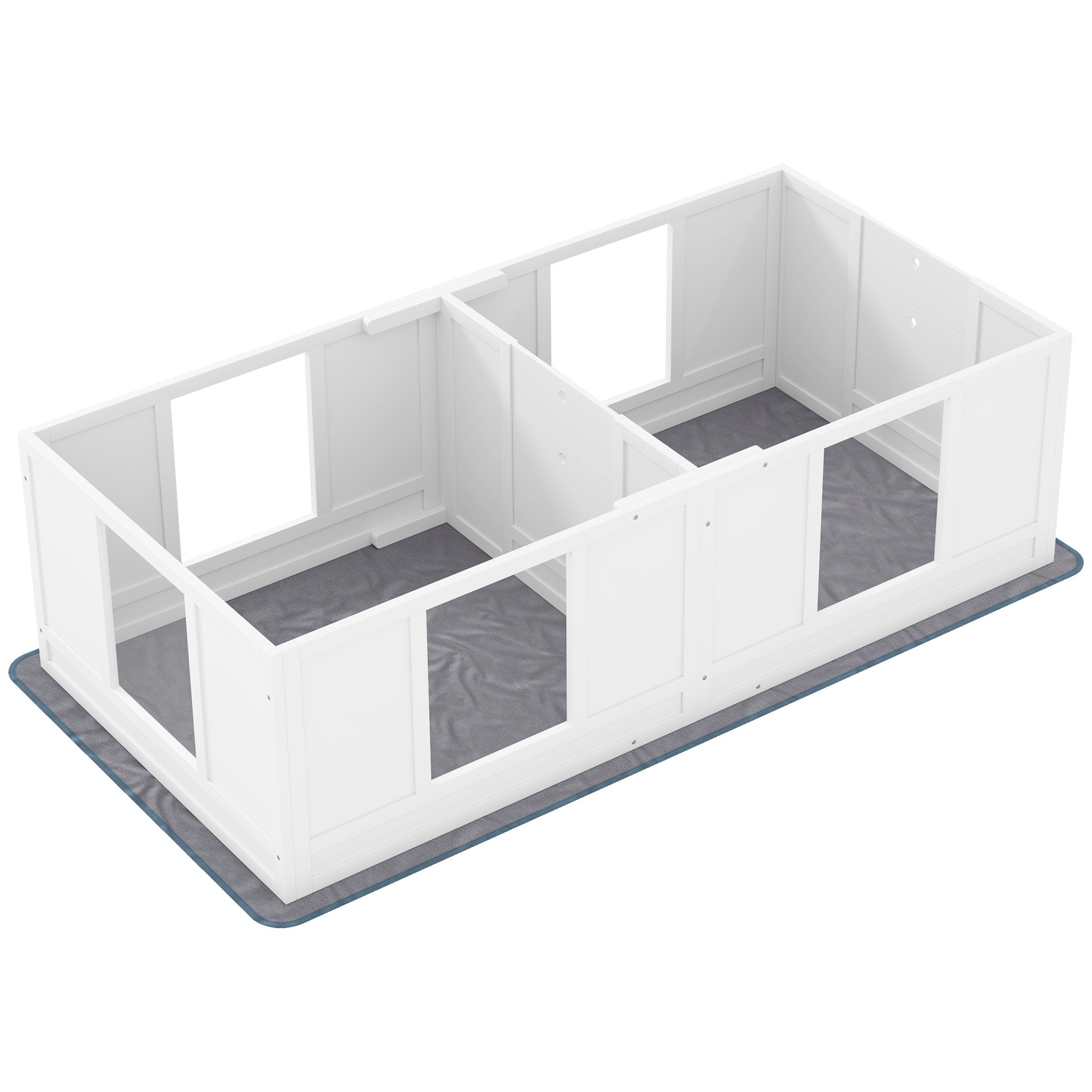 PawHut Whelping Box for Dogs with Water-Resistant Washable Whelping Pad, Dog Whelping Box with Clear Panels, Adjustable Entrance, Two Room Design, Non-Slip Foot Pads, for Small Dogs, 164 x 80cm