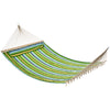 Outsunny 83" Patio Double Hammock, Wide Outdoor Hammock Bed Striped Fits 2 People Sunbed Camping hang Sleep w/ Pillow, White Stripe