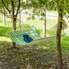 Outsunny 83" Patio Double Hammock, Wide Outdoor Hammock Bed Striped Fits 2 People Sunbed Camping hang Sleep w/ Pillow, White Stripe