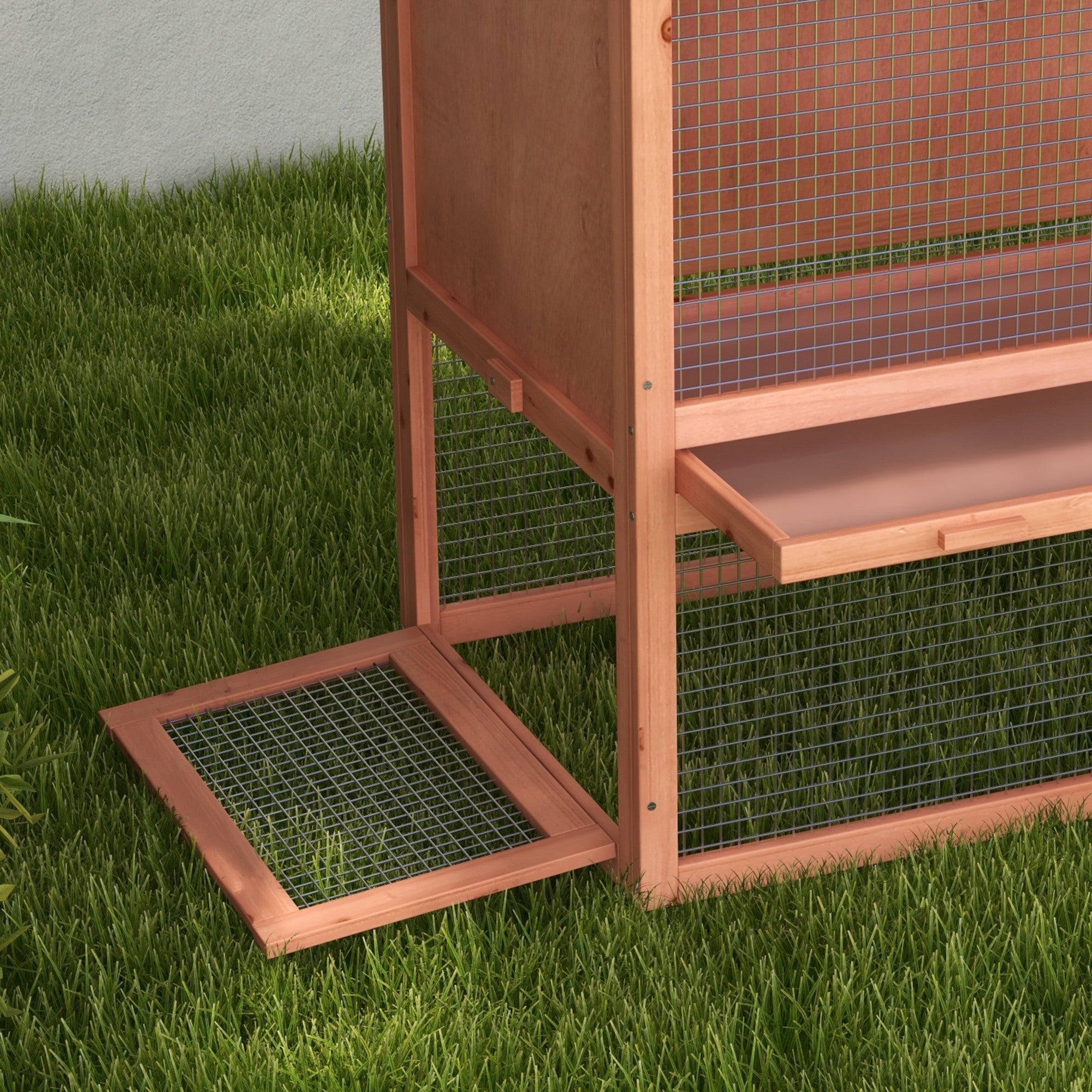 PawHut 2 Tier Rabbit Hutch Outdoor Bunny House Guinea Pig Cage with Removable Tray, Ramp, Asphalt Roof