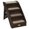 PawHut 4-Level Portable Dog Stairs, Foldable Dog Steps for Small Dogs, Lightweight Cat Steps, with Nonslip Soft Mats, for High Bed, Sofa, Dark Brown