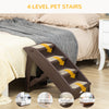 PawHut 4-Level Portable Dog Stairs, Foldable Dog Steps for Small Dogs, Lightweight Cat Steps, with Nonslip Soft Mats, for High Bed, Sofa, Dark Brown