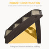PawHut 4-Level Portable Dog Stairs, Foldable Dog Steps for Small Dogs, Lightweight Cat Steps, with Nonslip Soft Mats, for High Bed, Sofa, Dark Brown