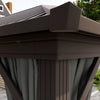 Outsunny 10' x 12' Hardtop Gazebo Canopy with Galvanized Steel Roof, Aluminum Frame, Permanent Pavilion Outdoor Gazebo with Netting, Curtains, Top Hook, Dark Grey
