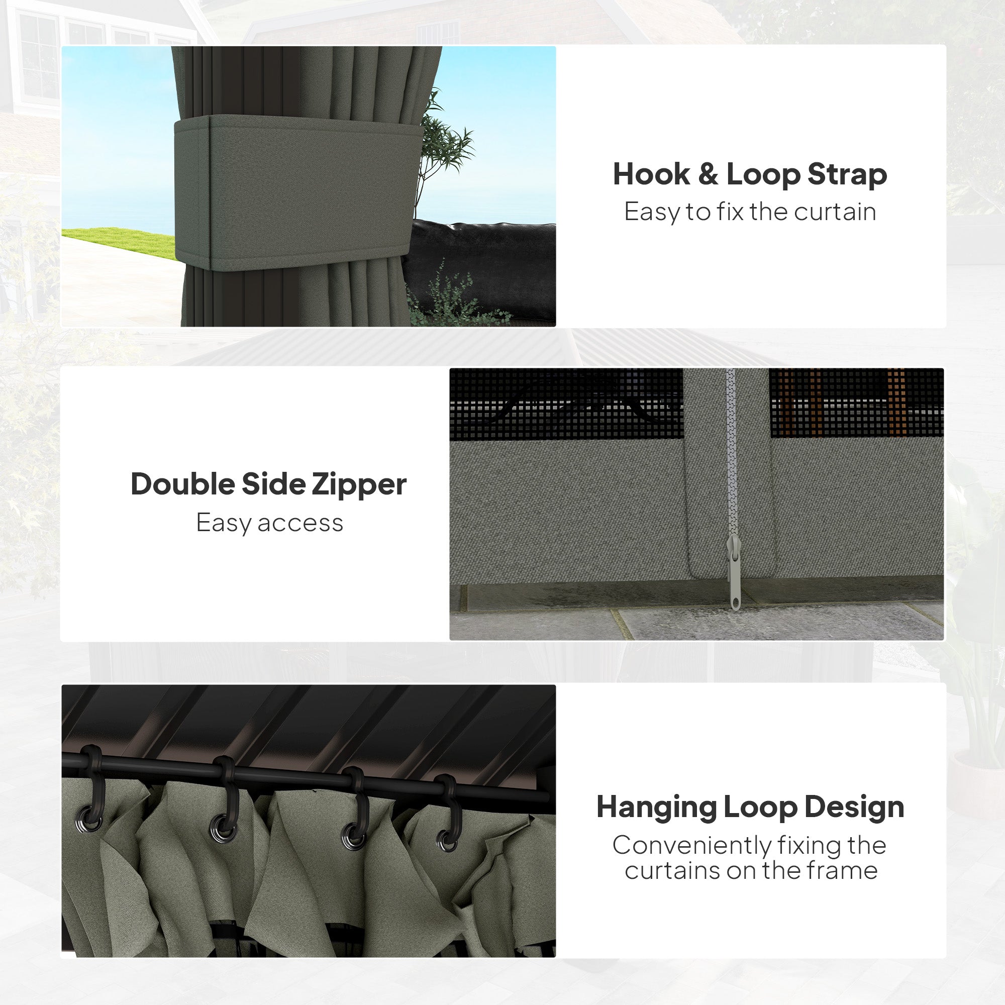 Outsunny 10' x 12' Hardtop Gazebo Canopy with Galvanized Steel Roof, Aluminum Frame, Permanent Pavilion Outdoor Gazebo with Netting, Curtains, Top Hook, Dark Grey