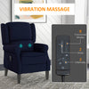 HOMCOM Massage Recliner Chair for Living Room, Push Back Recliner Sofa, Wingback Reclining Chair with Extendable Footrest, Remote Control, Side Pockets, Blue
