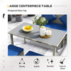 Outsunny 5 Pieces Wicker Patio Dining Set with Cushions, PE Rattan Corner Sofa Set Outdoor Conversation Furniture Set with Glass Top Dining Table, 2 Ottomans, Navy Blue