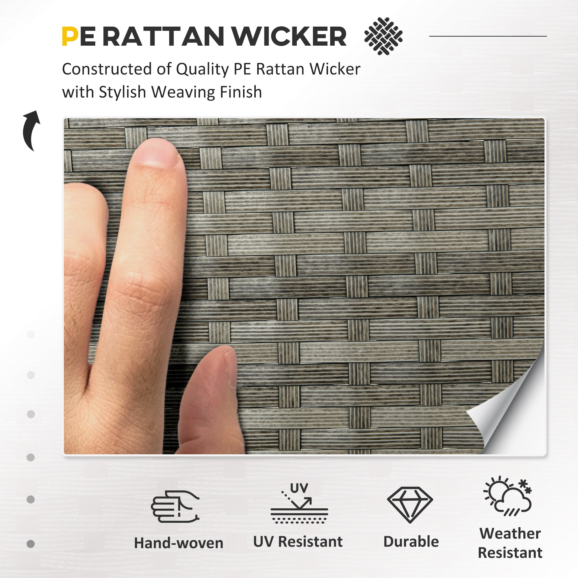 Outsunny 5 Pieces Wicker Patio Dining Set with Cushions, PE Rattan Corner Sofa Set Outdoor Conversation Furniture Set with Glass Top Dining Table, 2 Ottomans, Navy Blue