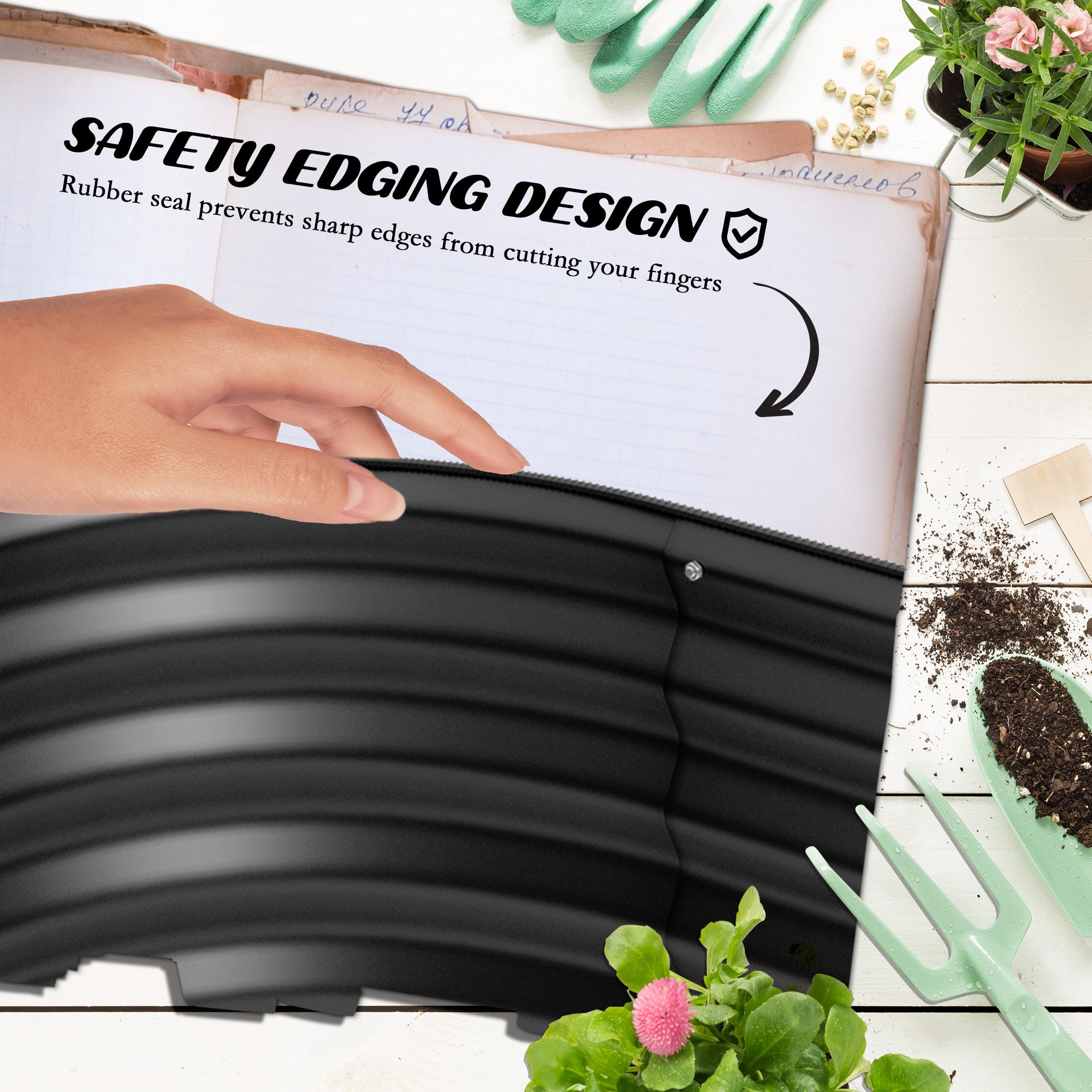 Outsunny 6.4' x 2' x 1' Galvanized Raised Garden Bed Kit, Metal Elevated Planter Box with Safety Edging, Easy DIY for Growing Flowers, Herbs, Succulents, Dark Grey