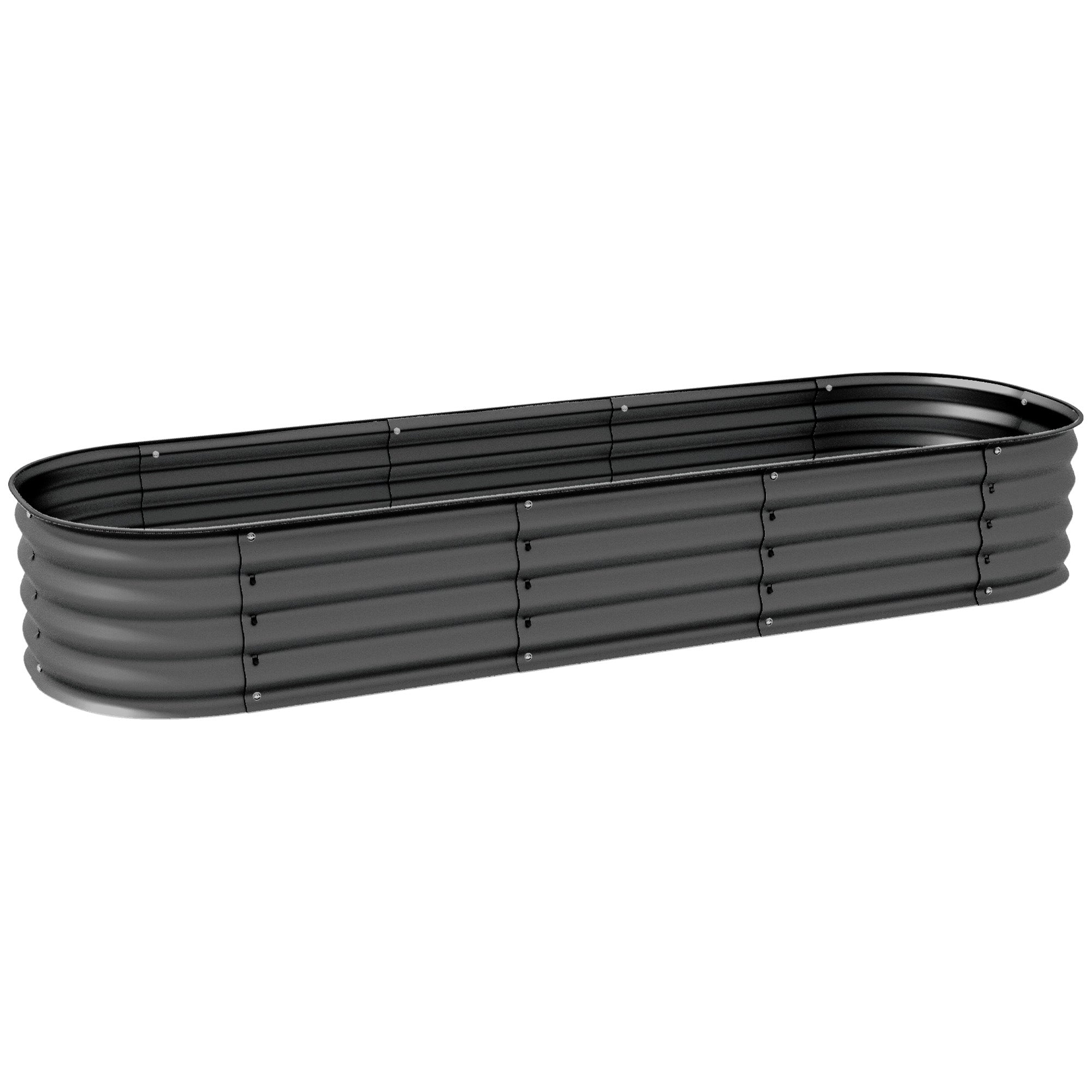 Outsunny 6.4' x 2' x 1' Galvanized Raised Garden Bed Kit, Metal Elevated Planter Box with Safety Edging, Easy DIY for Growing Flowers, Herbs, Succulents, Dark Grey