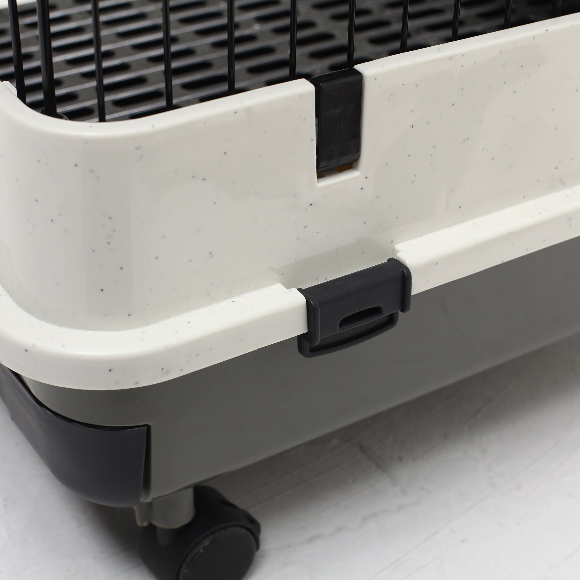 PawHut 28"H 2-Level Small Animal Cage Rabbit Hutch with Universal Lockable Wheels, Slide-Out Tray for Bunny, Chinchillas, Ferret, Black