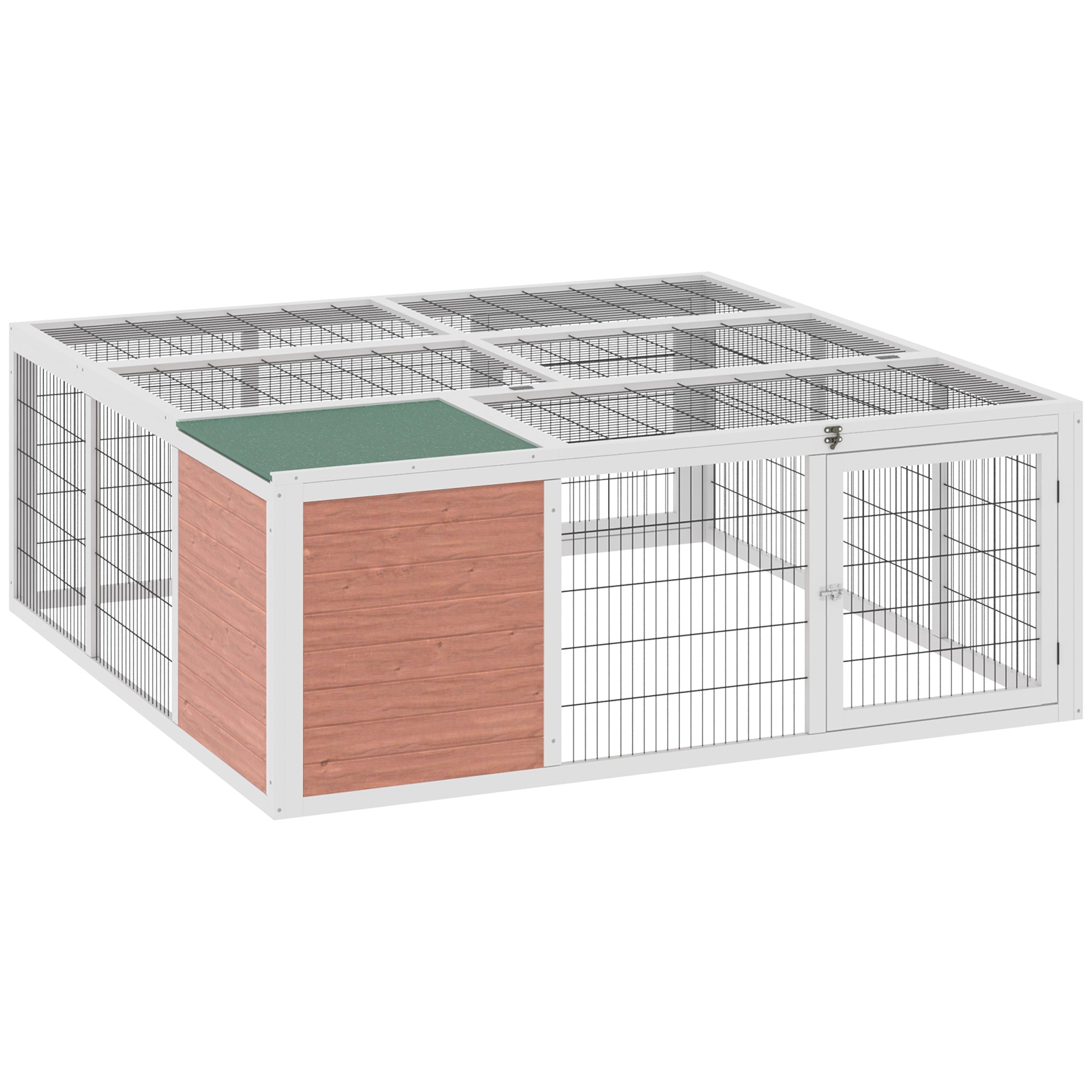 PawHut 64" Outdoor Rabbit Hutch Playpen, Wooden Tortoise House Habitat, Bunny Cage with Run and Enclosed Cover Indoor