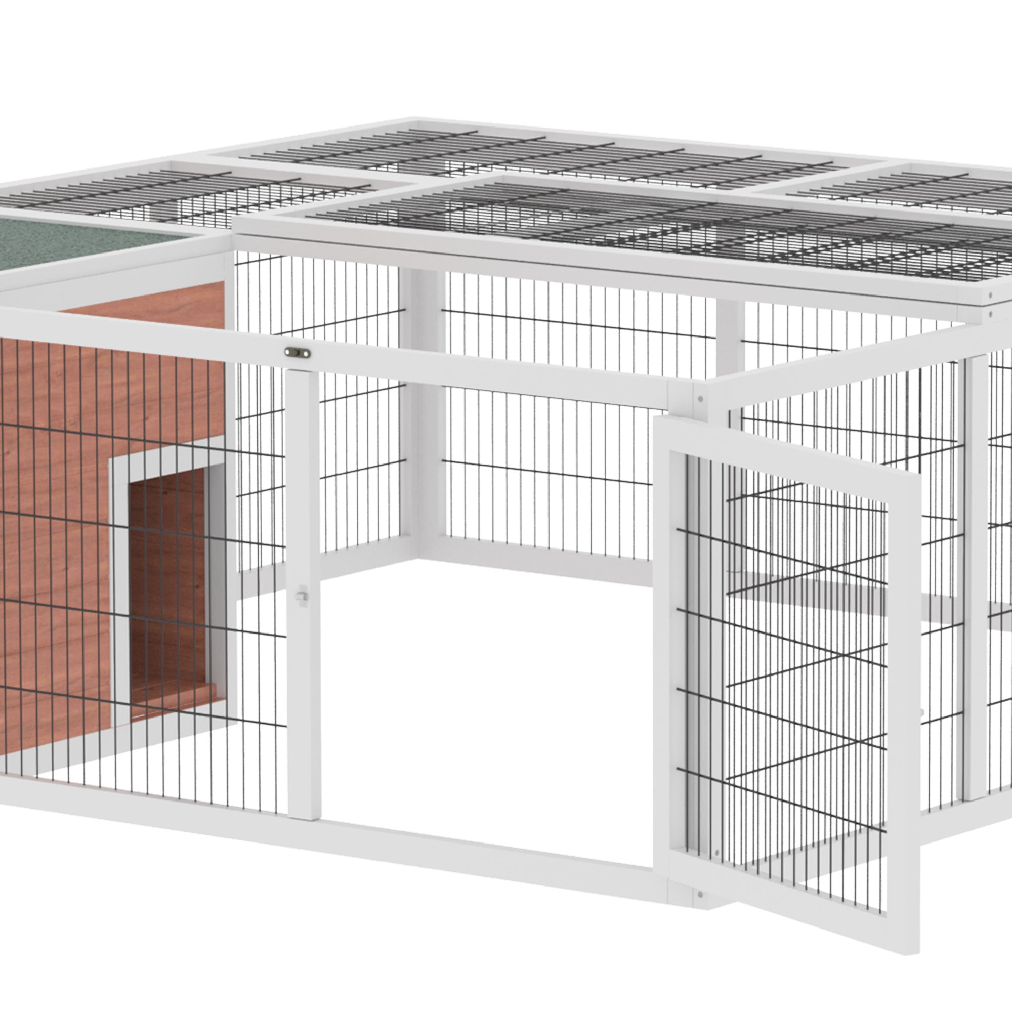 PawHut 64" Outdoor Rabbit Hutch Playpen, Wooden Tortoise House Habitat, Bunny Cage with Run and Enclosed Cover Indoor