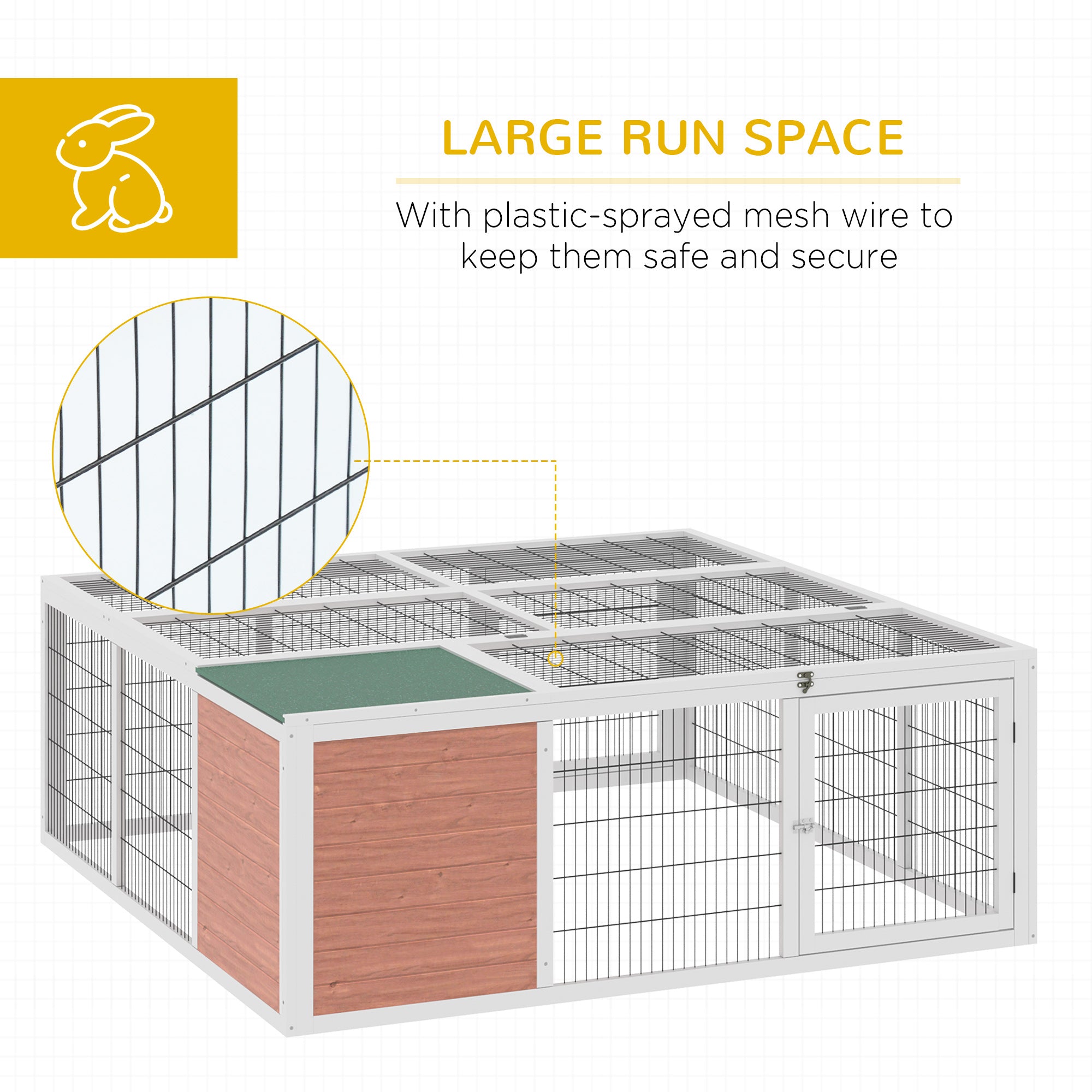 PawHut 64" Outdoor Rabbit Hutch Playpen, Wooden Tortoise House Habitat, Bunny Cage with Run and Enclosed Cover Indoor