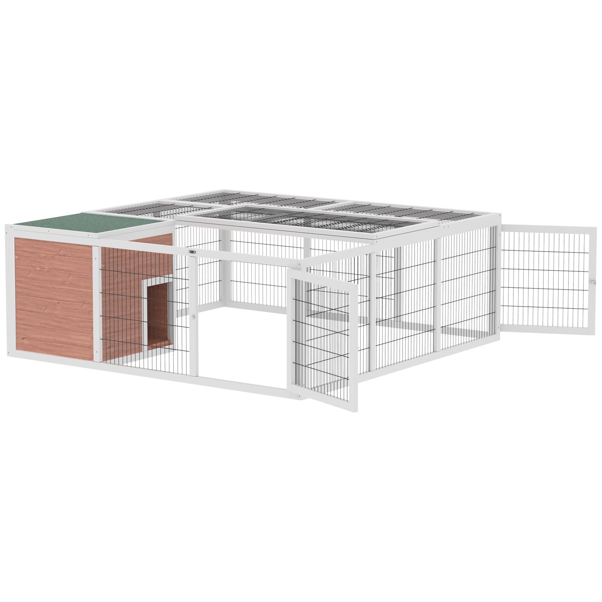 PawHut 64" Outdoor Rabbit Hutch Playpen, Wooden Tortoise House Habitat, Bunny Cage with Run and Enclosed Cover Indoor