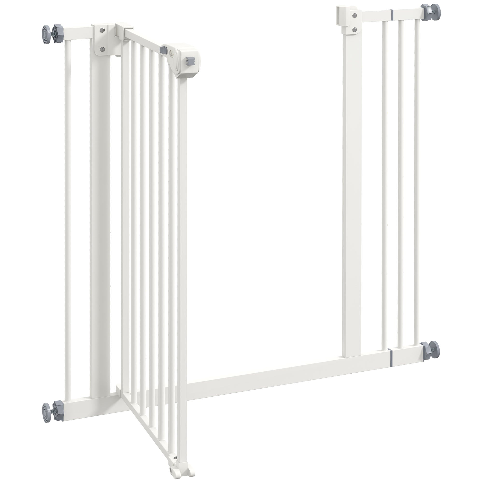 PawHut Dog Gate Stair Gate Pressure Fit Pets Barrier Auto Close for Doorway Hallway, 74-87cm Wide Adjustable, White