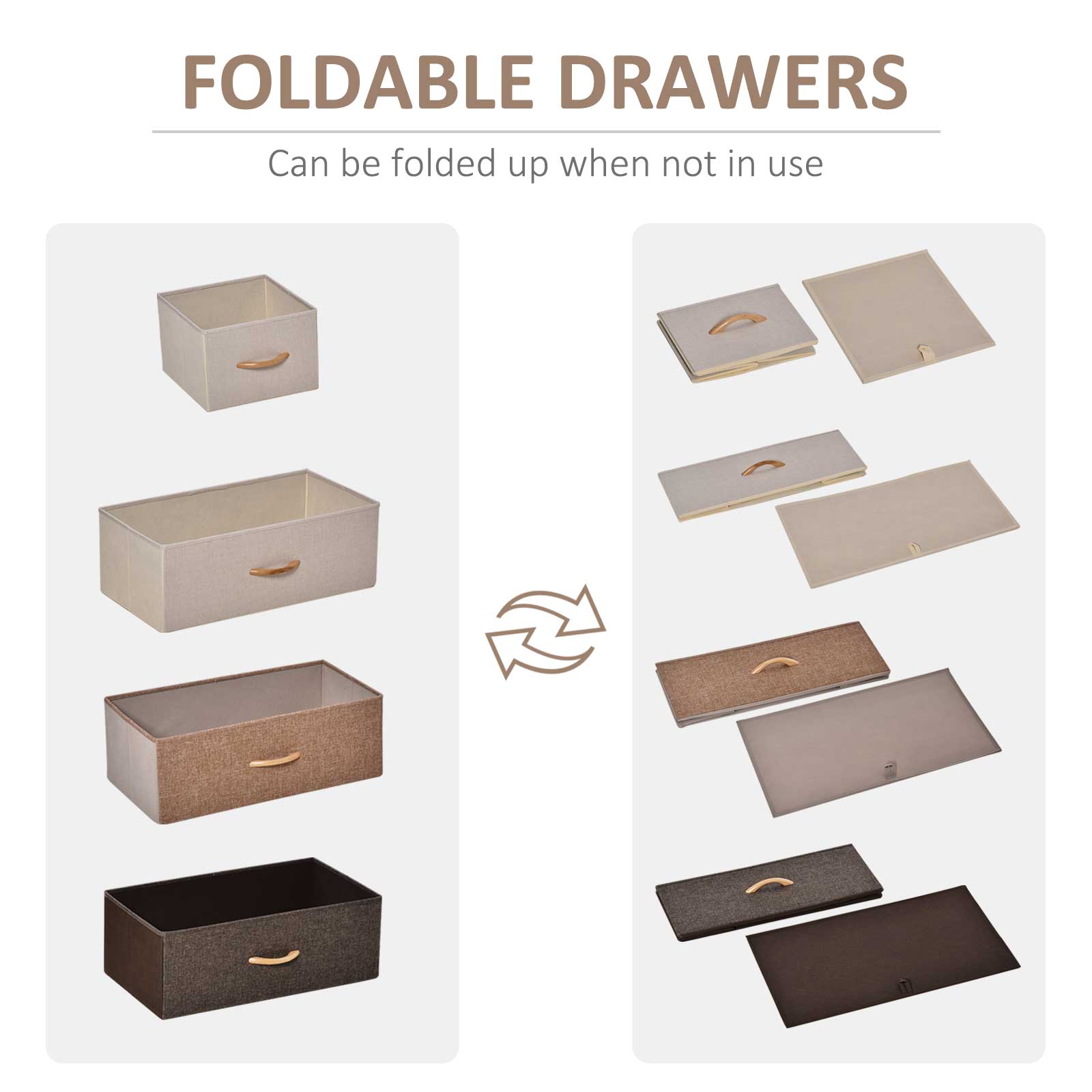 HOMCOM Dresser for Bedroom with 5 Drawers, Chest of Drawers with Metal Frame, Fabric Dresser for Living Room, Entryway, Hallway, Multi-Coloured