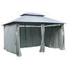 Outsunny 10' x 13' Patio Gazebo, Outdoor 2-Tiers Garden Canopy Yard Sunshade Shelter with Curtains, Grey