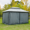 Outsunny 10' x 13' Patio Gazebo, Outdoor 2-Tiers Garden Canopy Yard Sunshade Shelter with Curtains, Grey